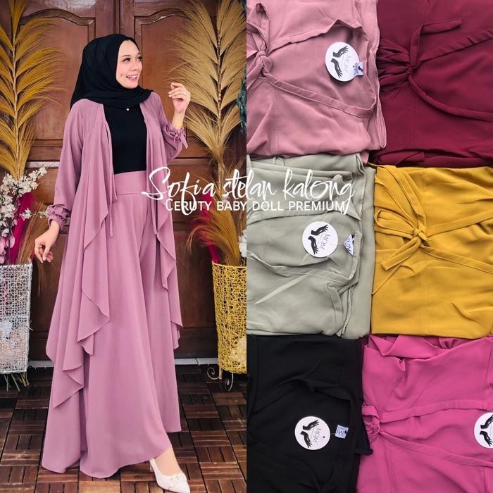 Stelan Kalong Sofia Tali Panjang , Pakaian Muslimah ,Pakaian Wanita Terbaru , Celana Kulot Dan Outer