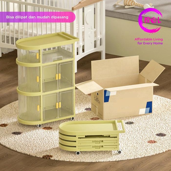 [POL] RAK TROLI LIPAT BAYI RODA 4 SUSUN RAK PENYIMPANAN SERBAGUNA TROLI PENYIMPANAN RAK TROLI KOREA