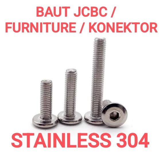 BAUT JCBC M6 X 40MM STAINLESS 304 ANTI KARAT BAUT FURNITURE / KONEKTOR