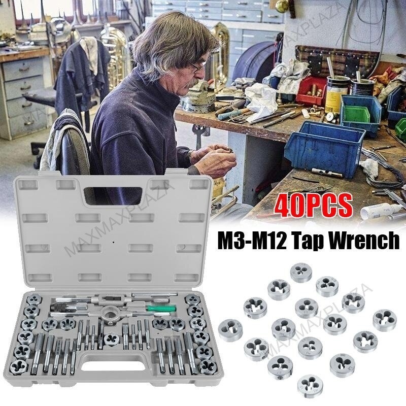 40 Pcs Metric Tap Die Set Alat Ulir Tangan Tungsten Carbide Screw Thread Bit Tap Die Set 40Pcs Alat