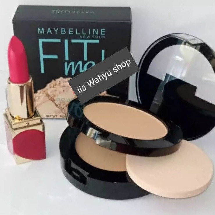 Sari MAYBELLINE Paket 2 In 1 Bedak + Lipstik / Bedak Fit Me Basah Dan Kering + Lipstik Maybelline