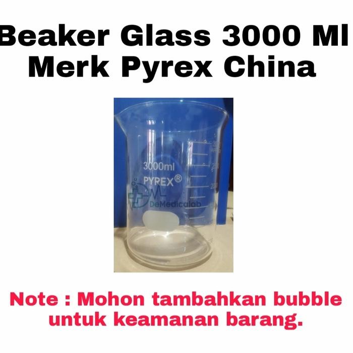 Gelas Kimia Kaca / Beaker Glass Pyrex RRC 3000 ml