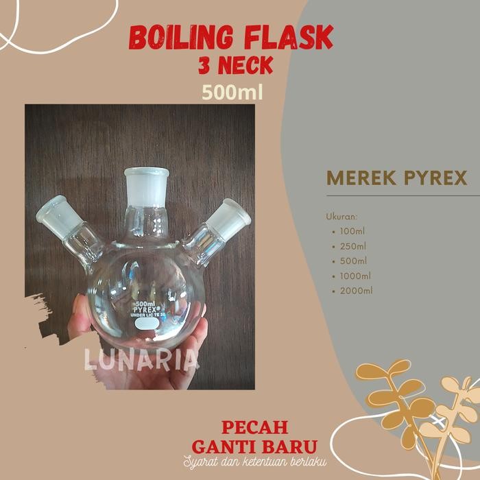 Boiling flask 3 neck 500ml - Labu didih leher 3 500 ml