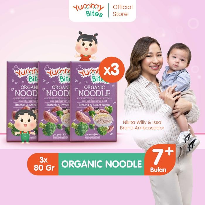 

Ready JT [BUNDLING 3] Yummy Bites Organic Noodle 80gr Mie Bayi Organik / MPASI / Mie baby organic