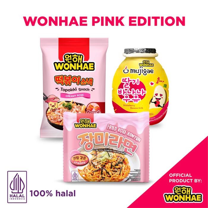 

Ready JT Mujigae by Wonhae Pink Kit - Topokki Snack Creamy Rose 80 gr, Fried Rose Ramyun 120 gr dan