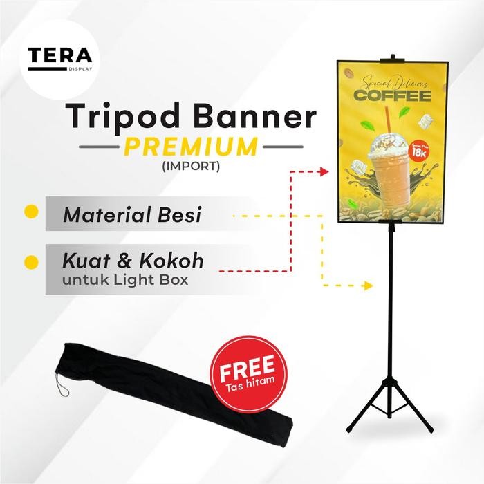 tripod banner / tripod stand banner / tripod banner 2 sisi display akrilik