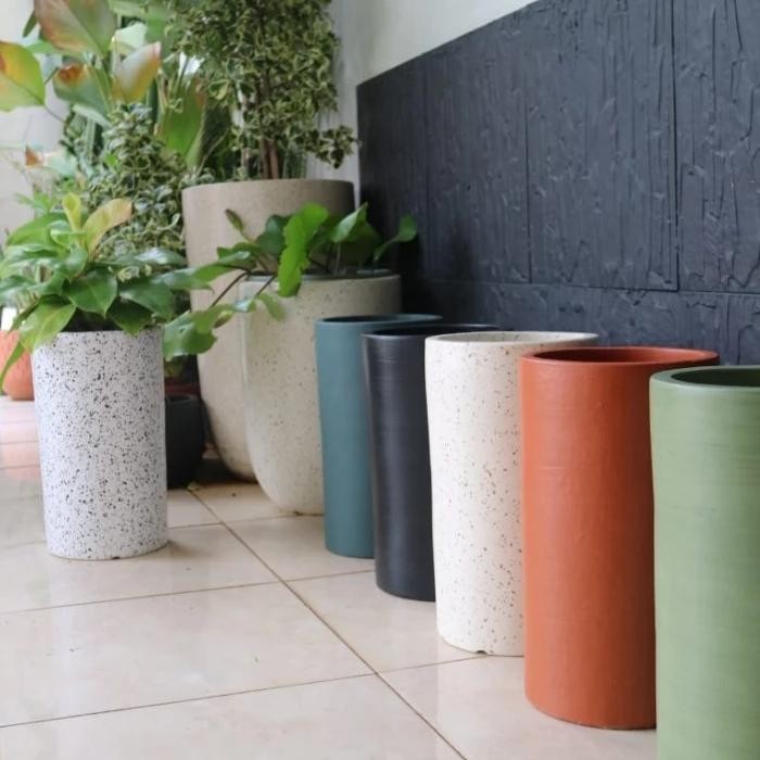 POT TANAMAN GERABAH SILINDER TABUNG D20T35