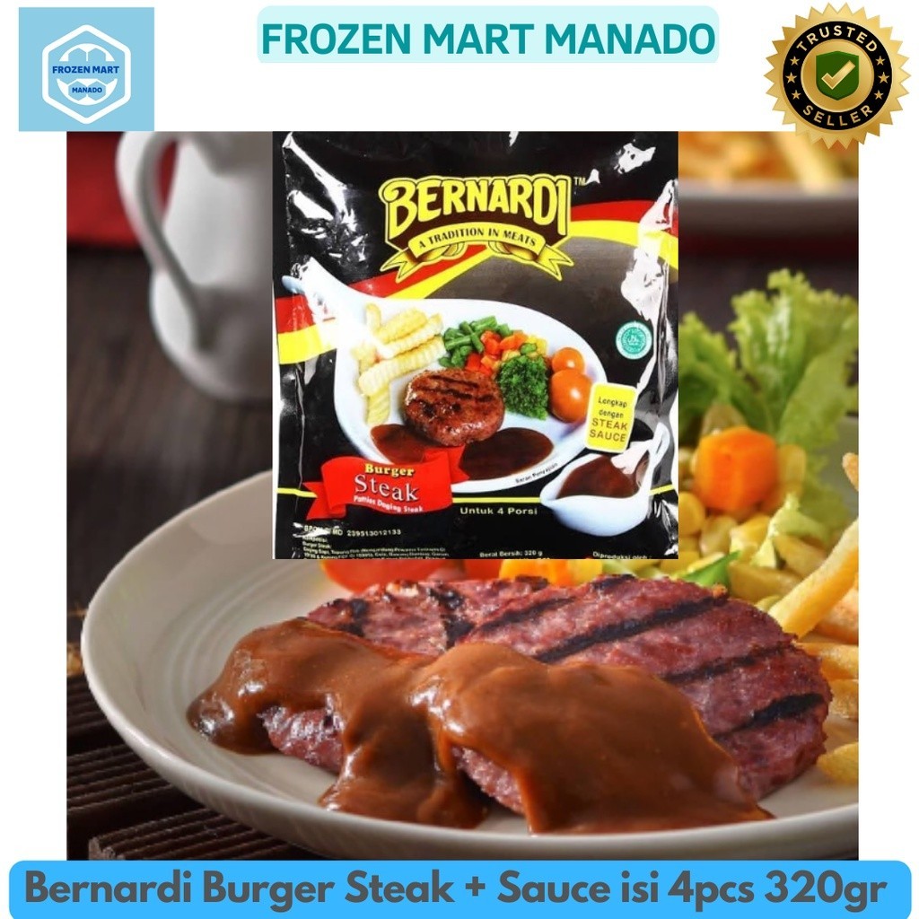 

Bernardi Burger Steak + Sauce isi 4pcs 320gr - Frozen Food Tomohon
