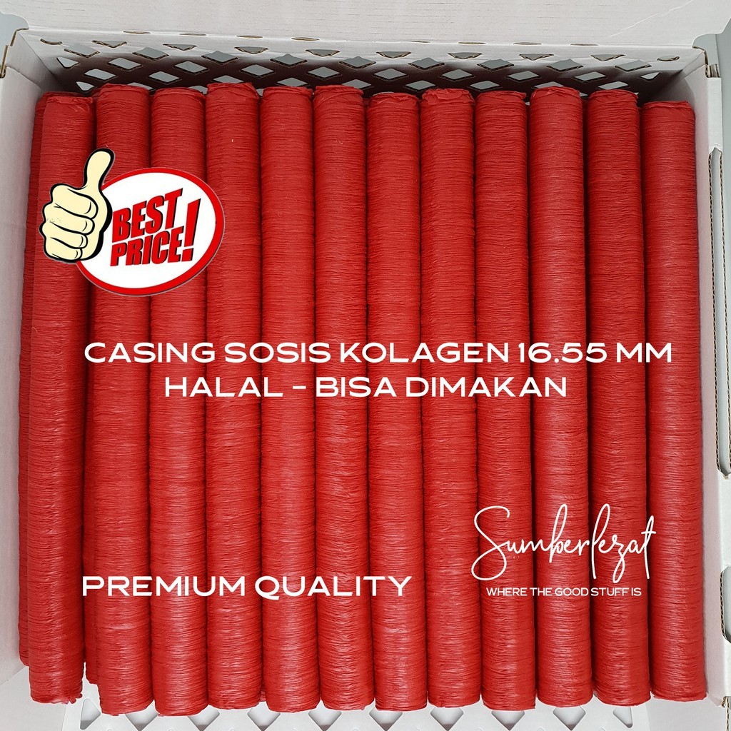 

16.55 mm RED - Casing Selongsong Sosis Kolagen Collagen Edible Halal