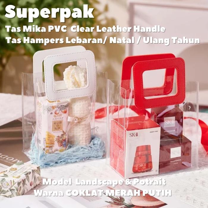 (Grosir 10 Buah) Tas Mika Pvc Clear Bening Hampers Goodie Bag Premium Berkualitas