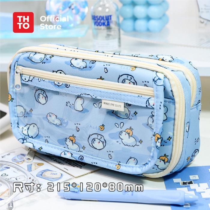 

THTO LAYER TAS TEMPAT PENSIL CASE POUCH ANAK SEKOLAH CAPYBARA TRANSPARAN PVC STATIONERY KANTOR A122