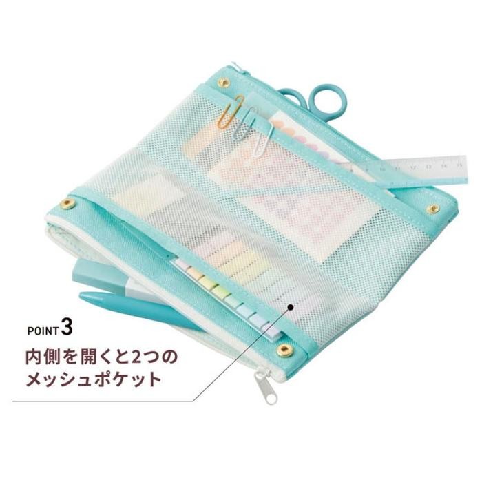 

RAYMAY FLIP SNAP MESH PENCIL CASE KOTAK PENSIL SLIM PEN CASE STORAGE POUCH FY1236