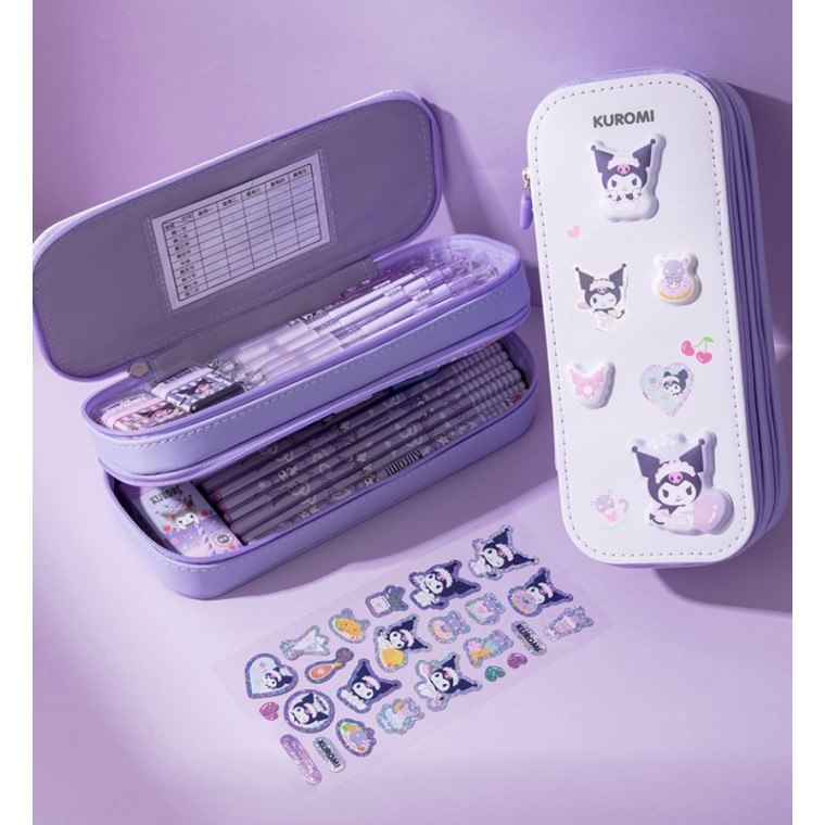 

KOTAK PENSIL ANAK DIY STIKER WATER PROOF DUA TINGKAT KUROMI MELODY