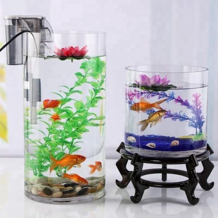 AQUARIUM MINI KACA TABUNG / AKUARIUM IKAN HIAS KECIL GUPPY CUPANG / AQUASCAPE
