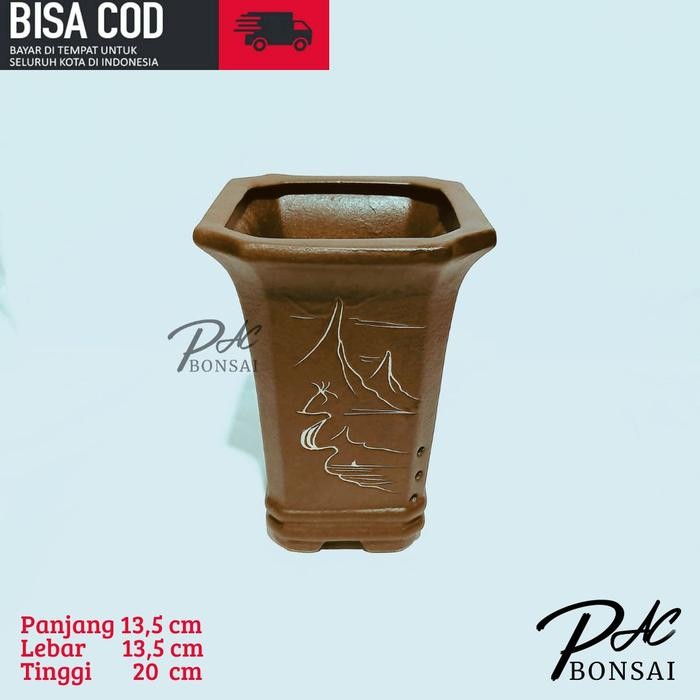 Pot Keramik Bonsai Sukulen Kaktus Bunga Cascade Kotak Kode 1067