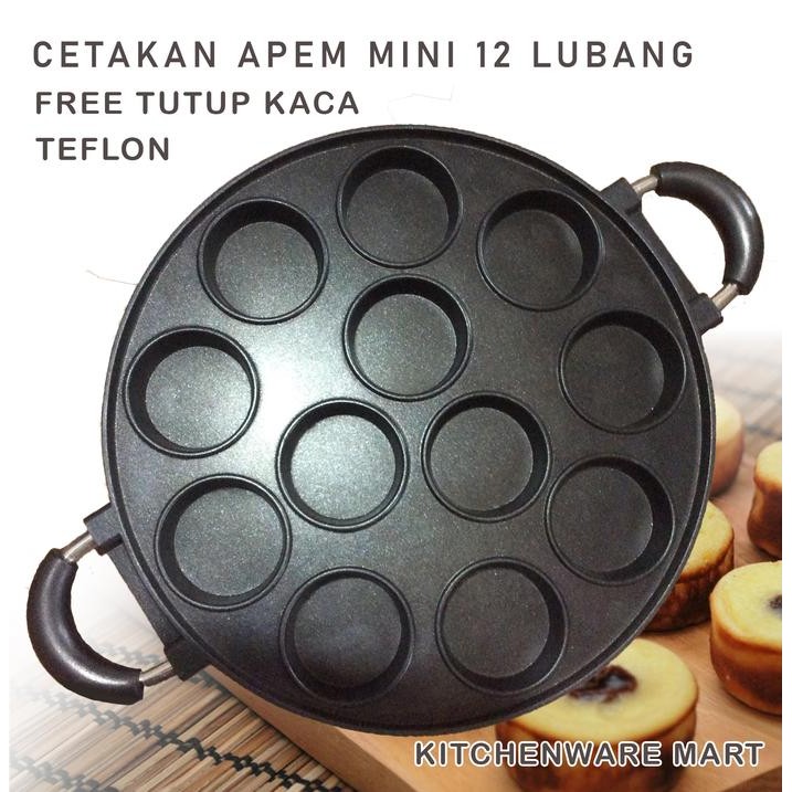 Cetakan Apem 12 Mini- SM 12 datar- Cetakan lumpur 12 datar Apem Teflon