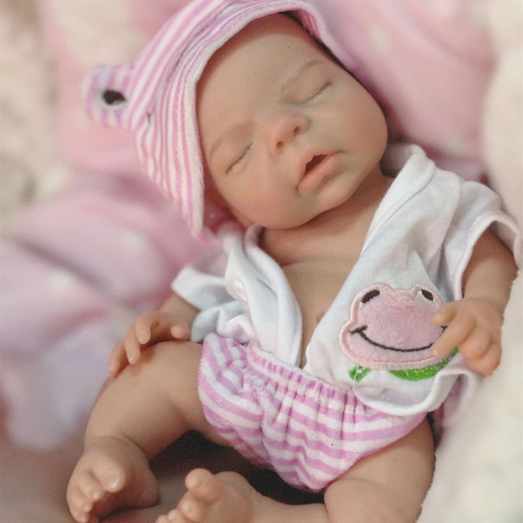 25Cm Silicone Baby Girl Reborn Baby Dolls Painted Lifelike Full Body Soft Silicone Bebe Reborn Dolls
