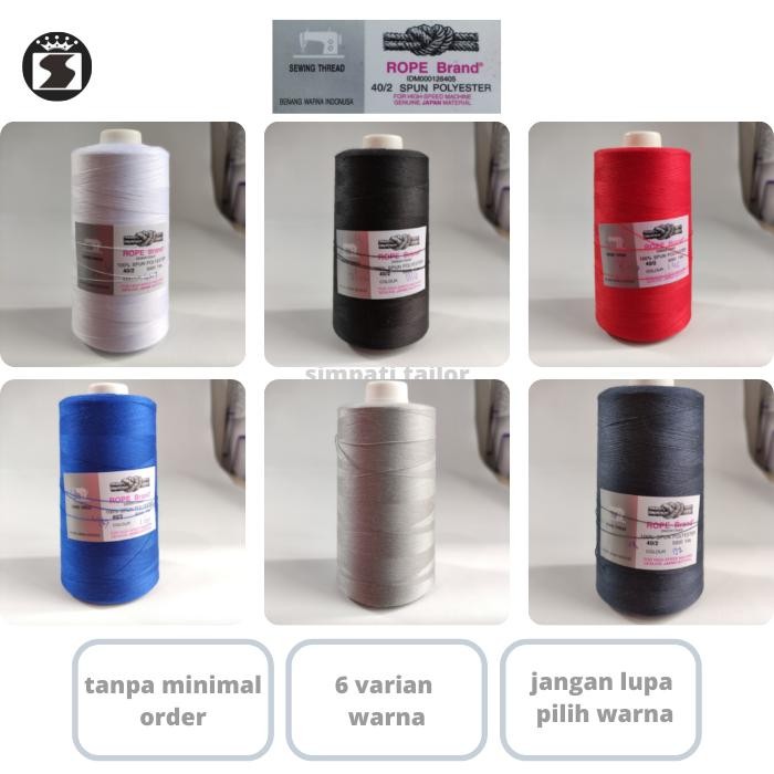 PREMIUM benang jahit 5000 yard tambang Abu Biru Katun Hitam Putih Merah