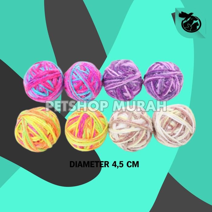 PREMIUM Mainan Kucing Anjing Pet Toys Woll Ball Bola Rajut Tambang