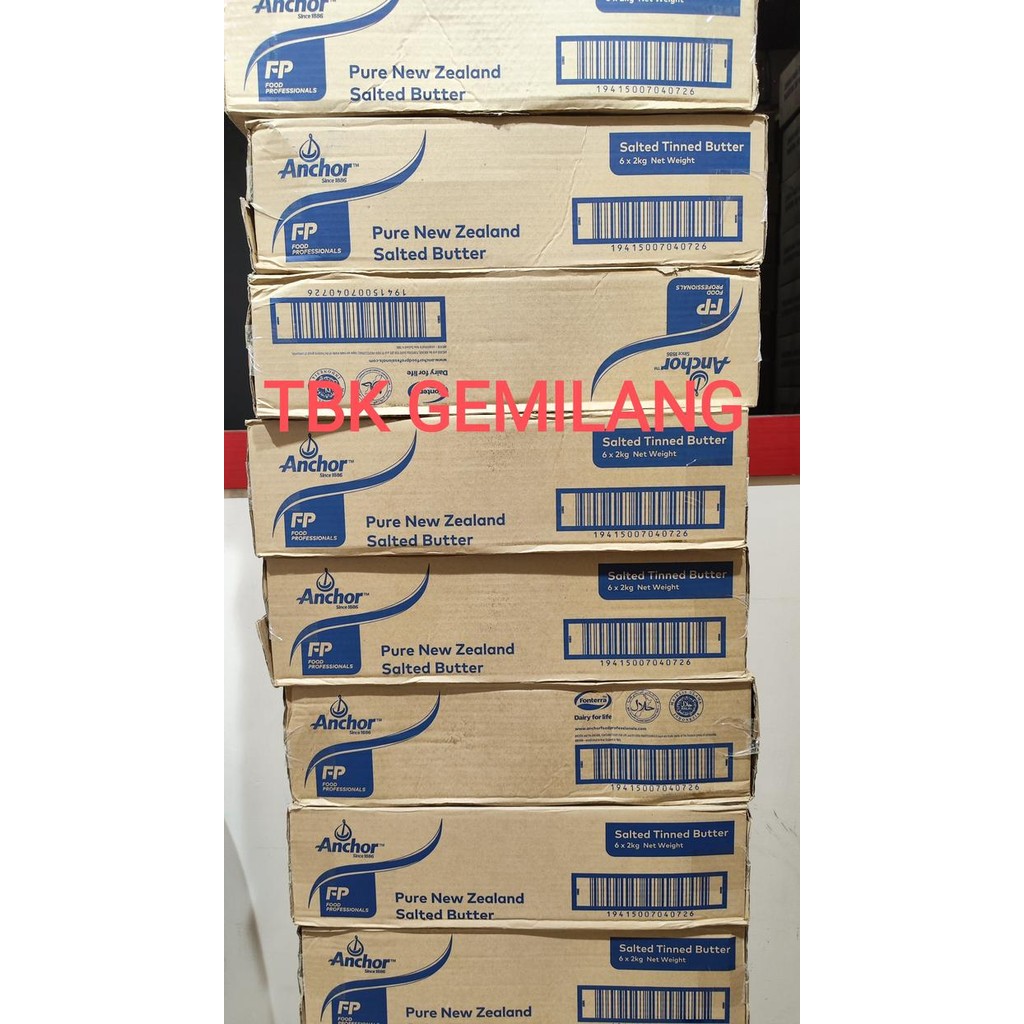 

Anchor tinned butter 2kg Golden fern 1 karton 6x2kg