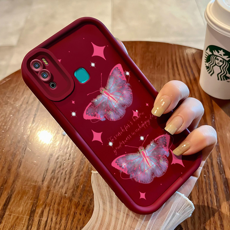 Casing Hp untuk Infinix Hot 9 Play Hot 10 Play Hot 11 Play Case Pola Kupu-kupu Kartun Cantik Kasing 