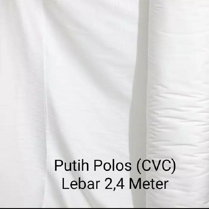 PREMIUM Kain/Bahan Sprei Meteran Putih Polos (CVC )