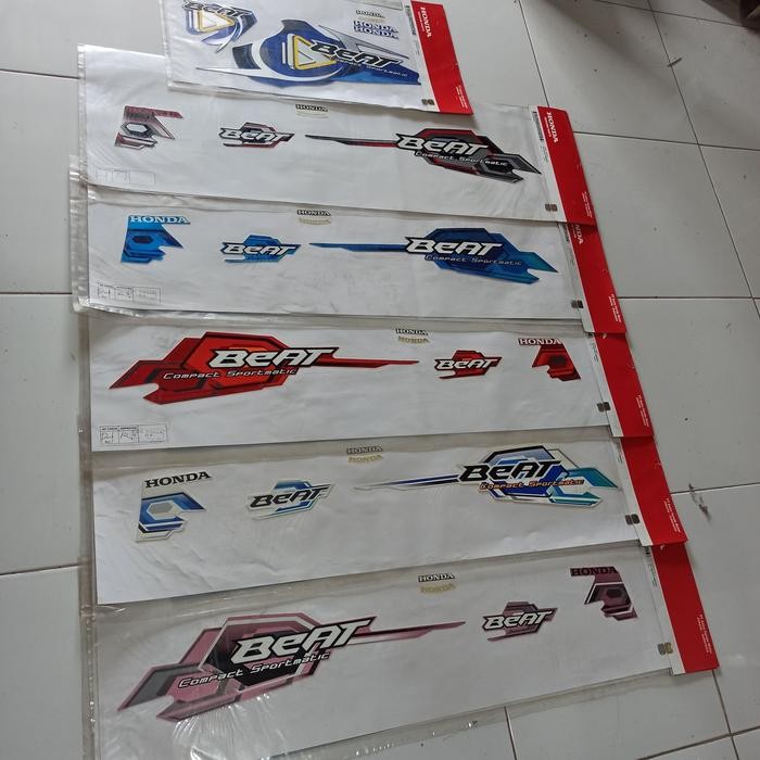 Stiker Striping Honda Beat Karbu Biru Putih Hitam Merah Original Ahm
