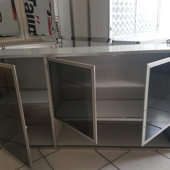 PREMIUM rak gantung lemari dapur kitchen set atas aluminium kaca 3 pintu acp
