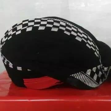 New Blangkon Lipat Khas Jogja Motif Kotak Hitam Putih / Blangkon Jogja Termurah
