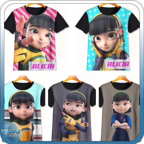 Kaos Anime Ejen Ali Alicia Kartun Movie Karakter Ejen Alicia Baju Anak Umur 1-12 Tahun | WAANSstore