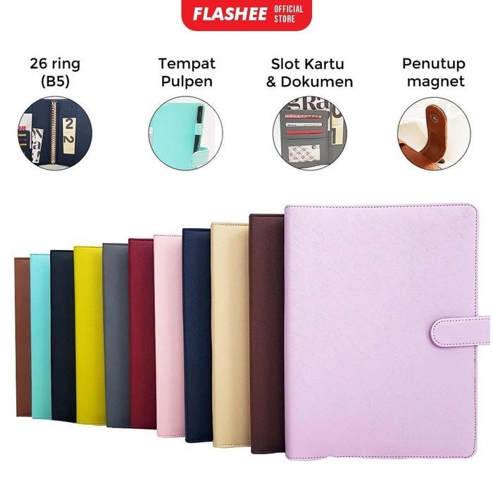 

FLASHEE ORGANIZER BINDER B5 WARNA MAROON ISI ULANG PAPER 26 LUBANG 26 RING BISA COD BINDER WARNA
