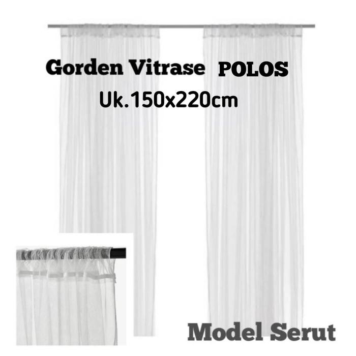 Vitrase Putih Model Serut dan Plisket gorden Jendela polos Kain Satin Curtain Gorden Pintu