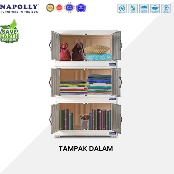 LEMARI LIPAT PLASTIK 3 SUSUN NAPOLLY POLIBOX RODA/RAK 3 SSN SERBAGUNA