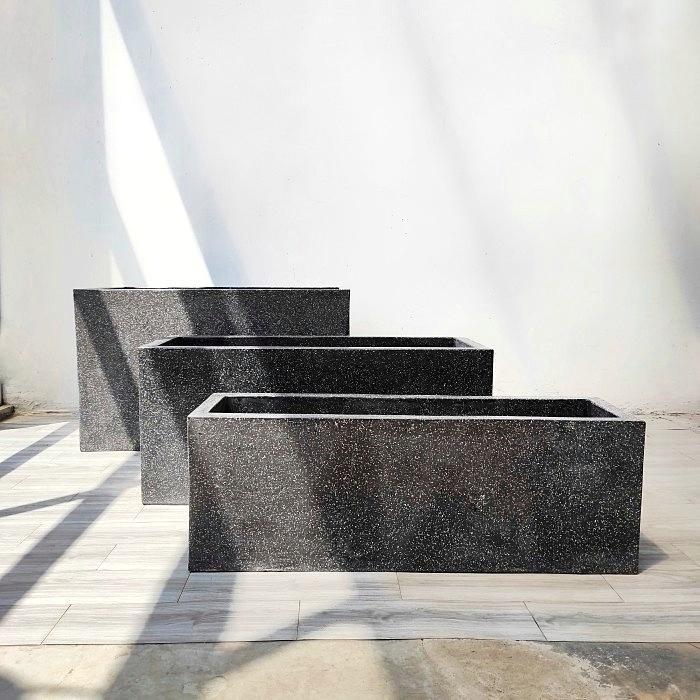 POT TERRAZZO PANJANG HITAM Pot Tanaman - Pot Terrazo - Pot Panjang - Pot Teraso Kode 622