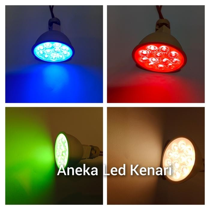led spotlight mr16 7 Watt 12 mata 220V tusuk biru /hijau /merah/kuning