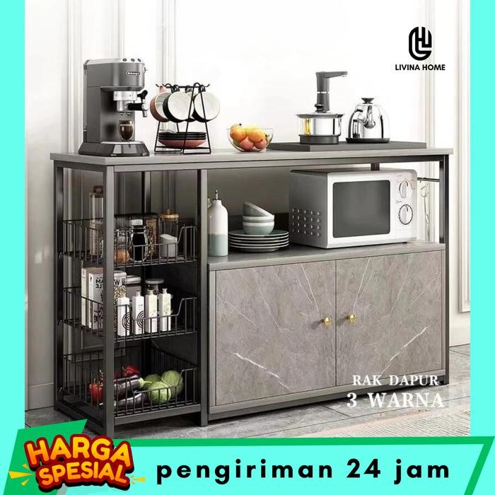 PREMIUM LIVINA Rak / Lemari Serbaguna Rak Oven Rak Microwave Lemari Piring Rak Bumbu Lemari Dapur