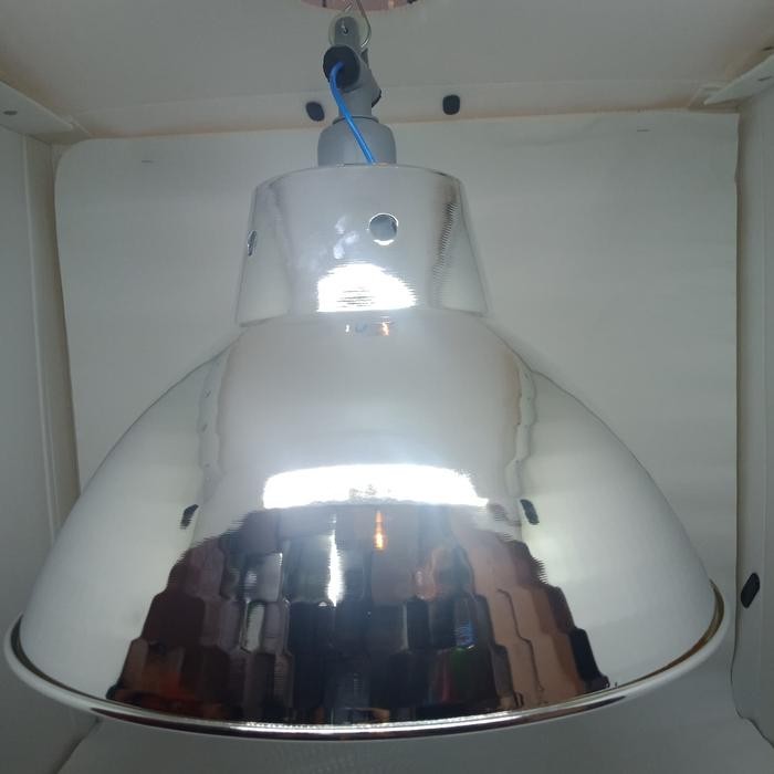 PREMIUM Kap Lampu Gantung Industri Silver Stainless Fitting E27 Alumunium 12"