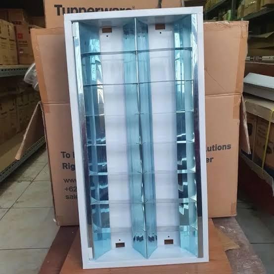 Kap RM TL T8 + Set LED 8 Watt philips 2x8 / Kap Lampu RM 2x18 Watt