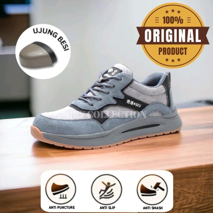 sepatu safety sporty Sepatu pelindung kerja sneakers sporty ujung besi pria wanita NO118 Safety