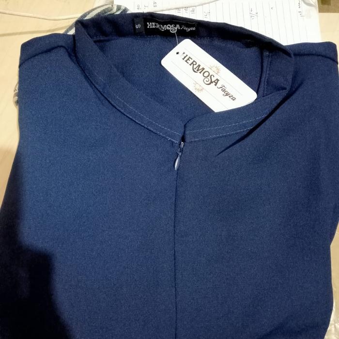[Gamis Hermosa] Gamis Polos Navy Biru Dongker Premium Bahan Wollycrepe Original Hermosa-Gamis Syari