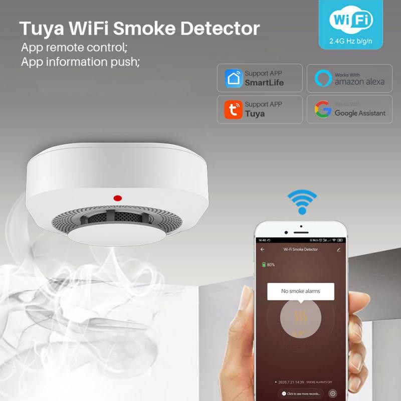 Wifi Smoke Detector Sensor 90DB Alarm Fire Smart Smoke Detector Wifi