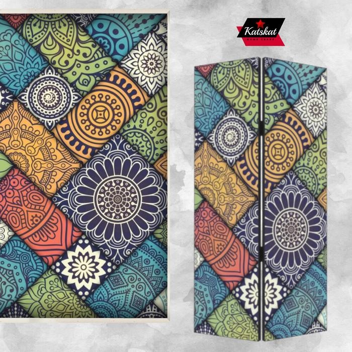 sketsel lipat partisi ruangan 2 daun pembatas ruang - glasstri