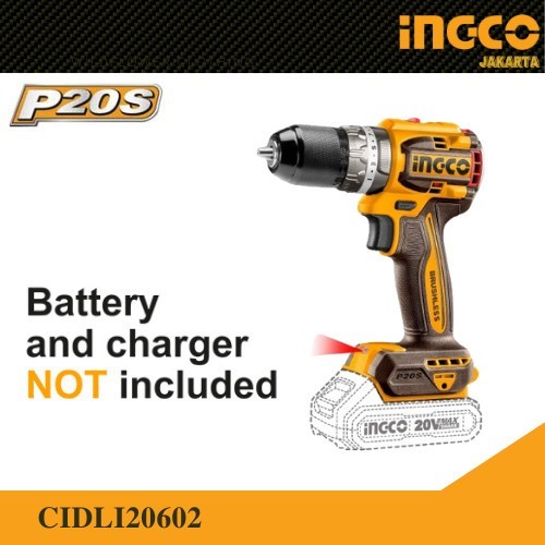 Bor Impact Drill Cordless 20V (13Mm) Brushless Uo Ingco Cidli20602