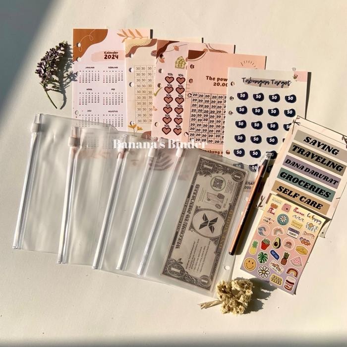 

[Deli Atk] Binder Nabung Tracker A6 Free Custome Nama Paket Kombo Warna Polos Special A6 6 Ring