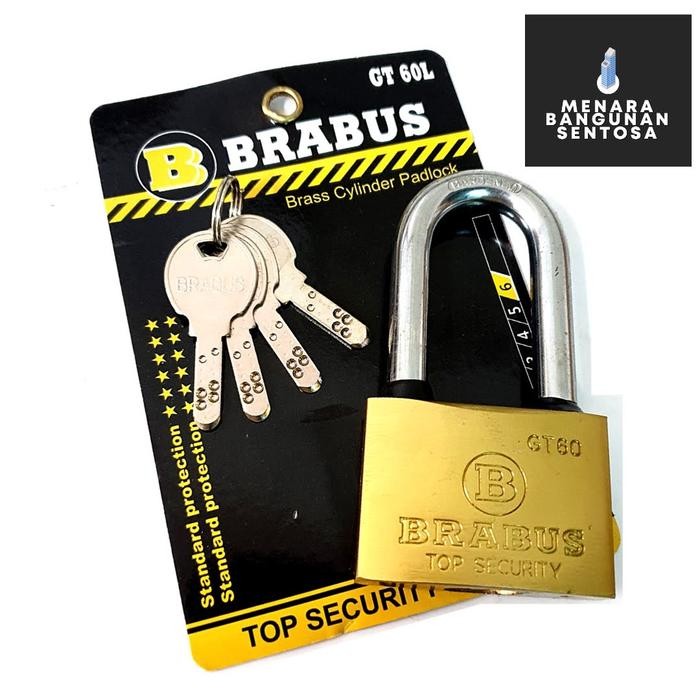 Gembok Kuningan Brabus Gt Leher Panjang 60 Mm - Gembok Pintu Pagar Kuning 60Mm