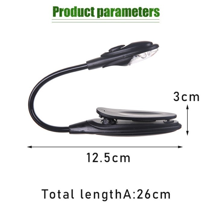 Lampu Baca Mini Led Night Light Curved Folding Portable Clip Book