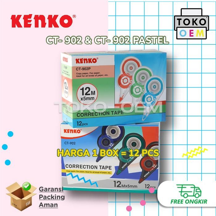 

kenko tip ex kertas pita koreksi correction tape ct-902 isi panjang 5mm x 12m (1 pack=12pcs) kode