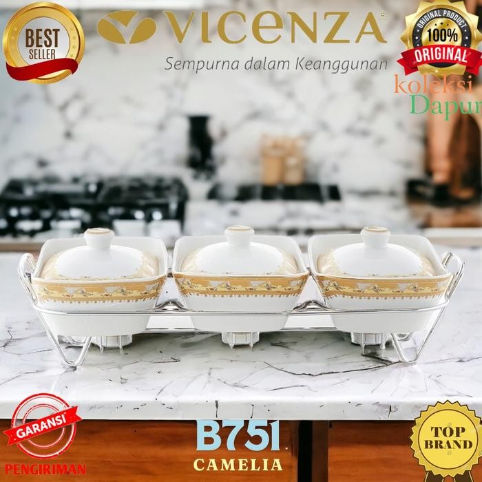 Casserole With Rack B751 Motif Camelia, Wadah Penghangat Vicenza