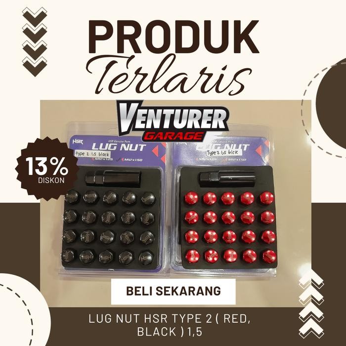 Lugnut/ Mur Baut Roda Variasi Velg Racing Mobil murah HSR WHEEL 1,5