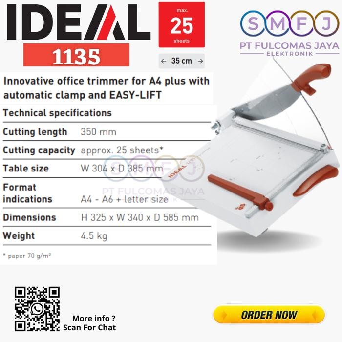 

IDEAL 1135 Alat Pemotong Kertas A4 A6 Letter Paper Cutter Dari Jerman